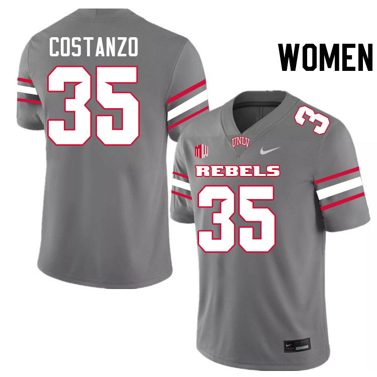 Women #35 Anthony Costanzo UNLV Rebels College Football Jerseys Stitched-Grey